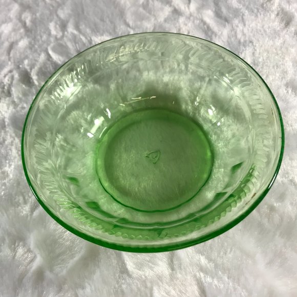 Vintage Vaseline Glass Dessert Bowl Block Optic #24 - Picture 7 of 10